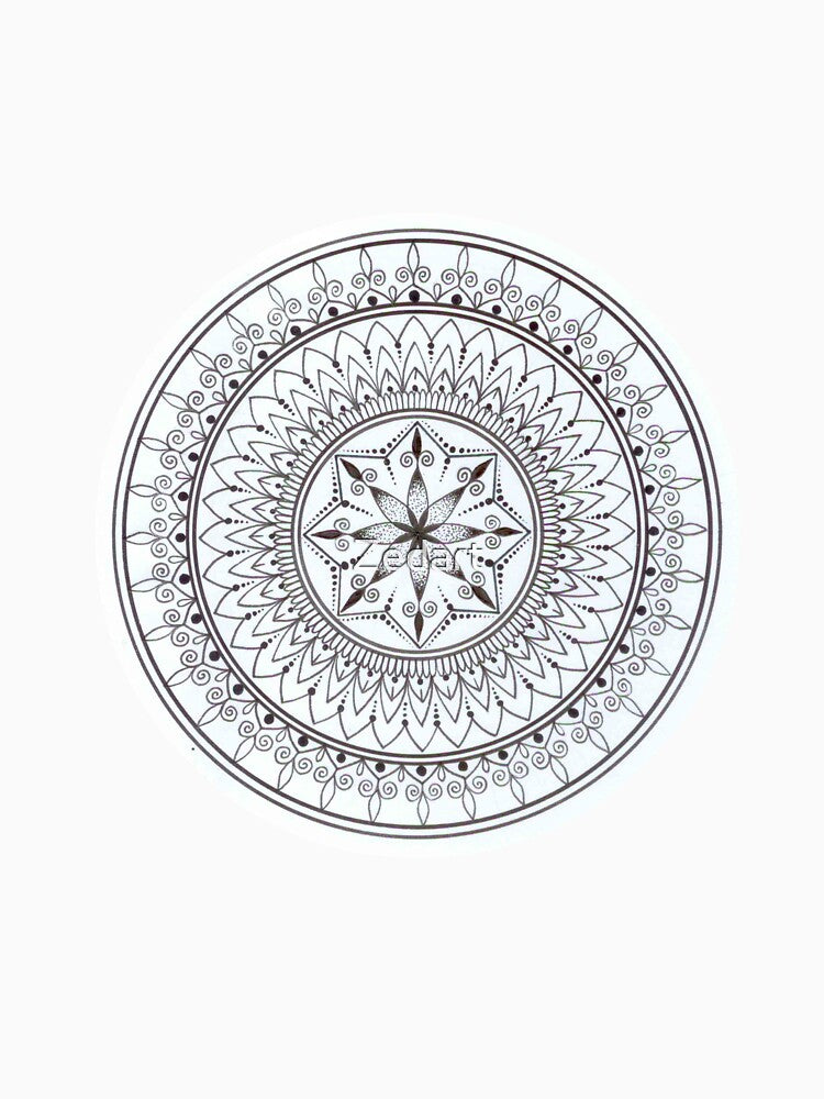 Black And White Hand Drawn Mandala by Zedart