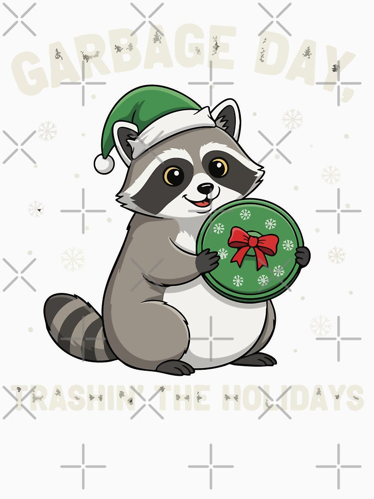 Garbage Day Trashin’ the Holidays – Funny Raccoon Christmas Design for Holiday T-Shirts, Hoodies & Gifts by graphicnew