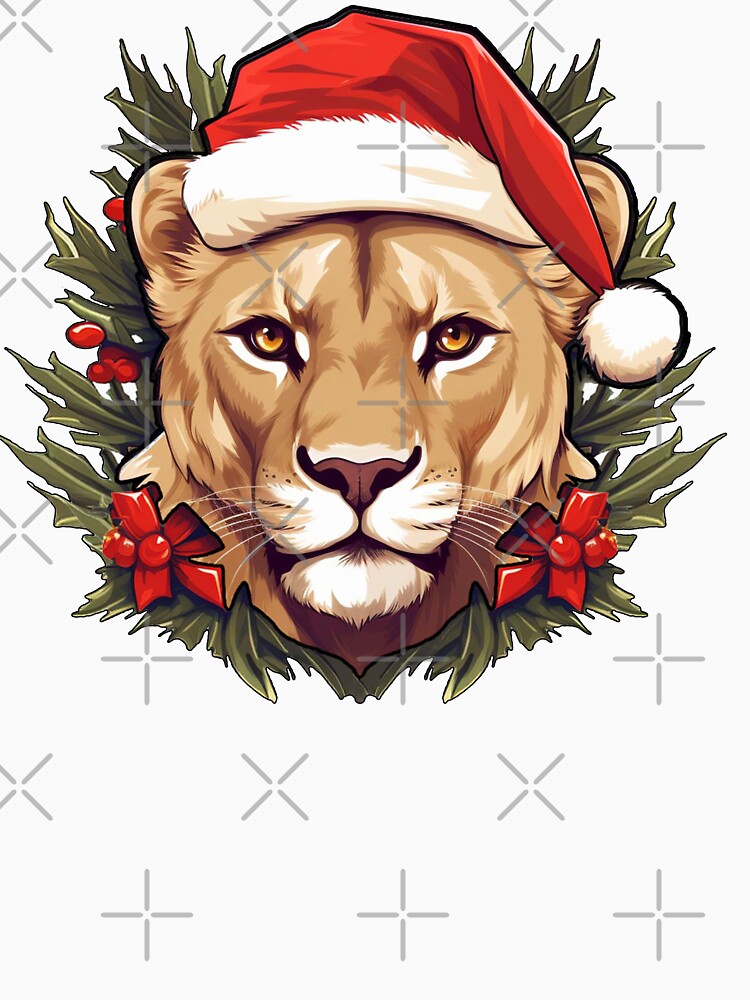 Adorable Christmas lioness donning a Santa Claus hat by MOA-trends