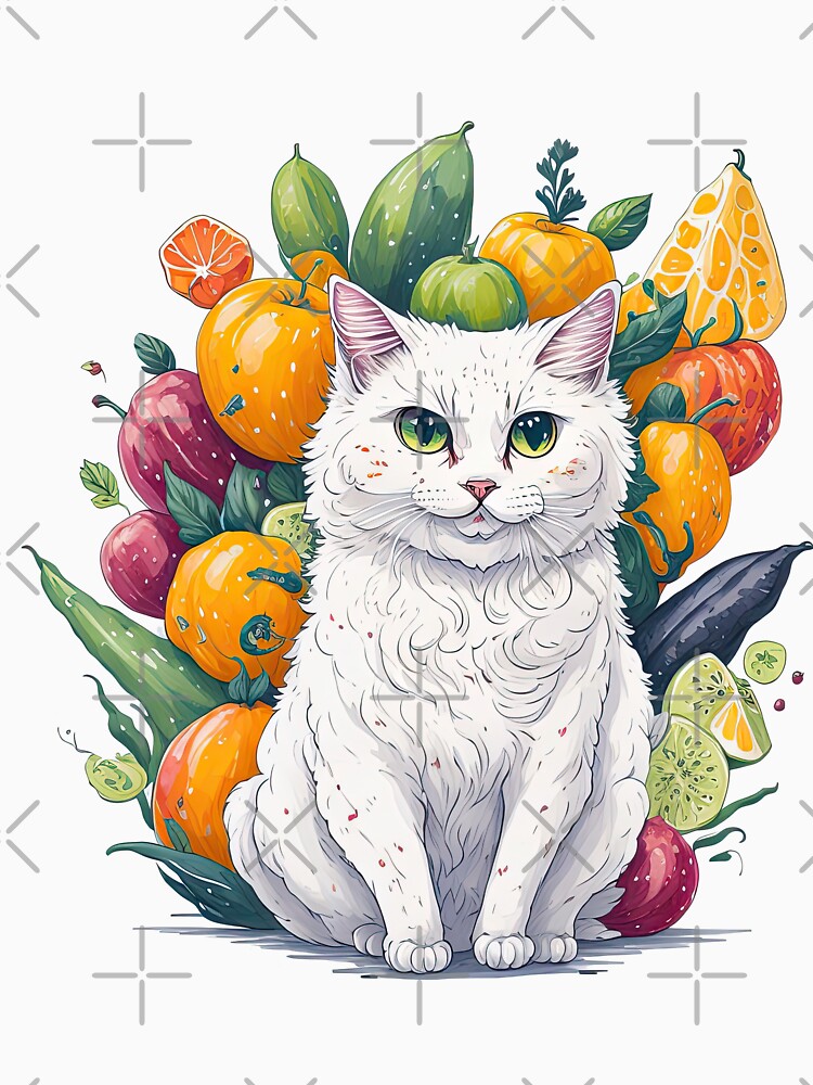 Vegan Paws White Vege Cat by OmStyleStudio