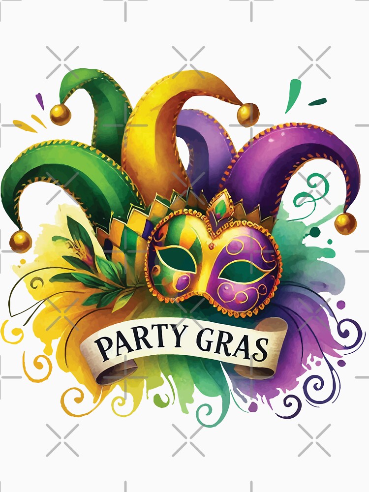 Party Gras Mask Vibrant Mardi Gras Celebration by LuminOrb