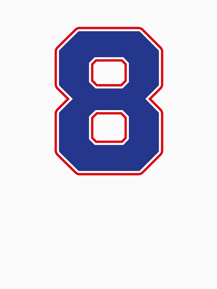 Jersey Number 8 / Player Shirt Number Eight (Blue with Red Outline) by STUDIO-72