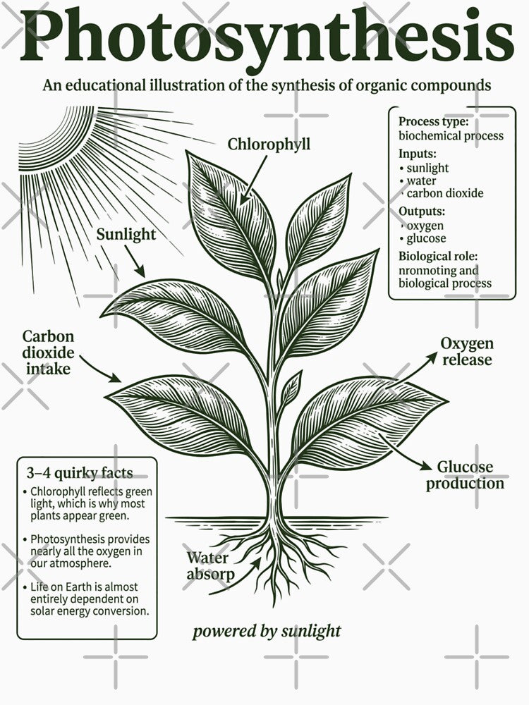Vintage Photosynthesis Diagram Plant Biology Science Chart by FreshVibe Prints