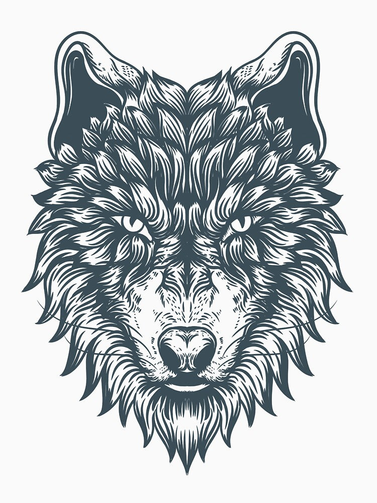 Hand Drawn Ornate Wolf Art by JTS STORE