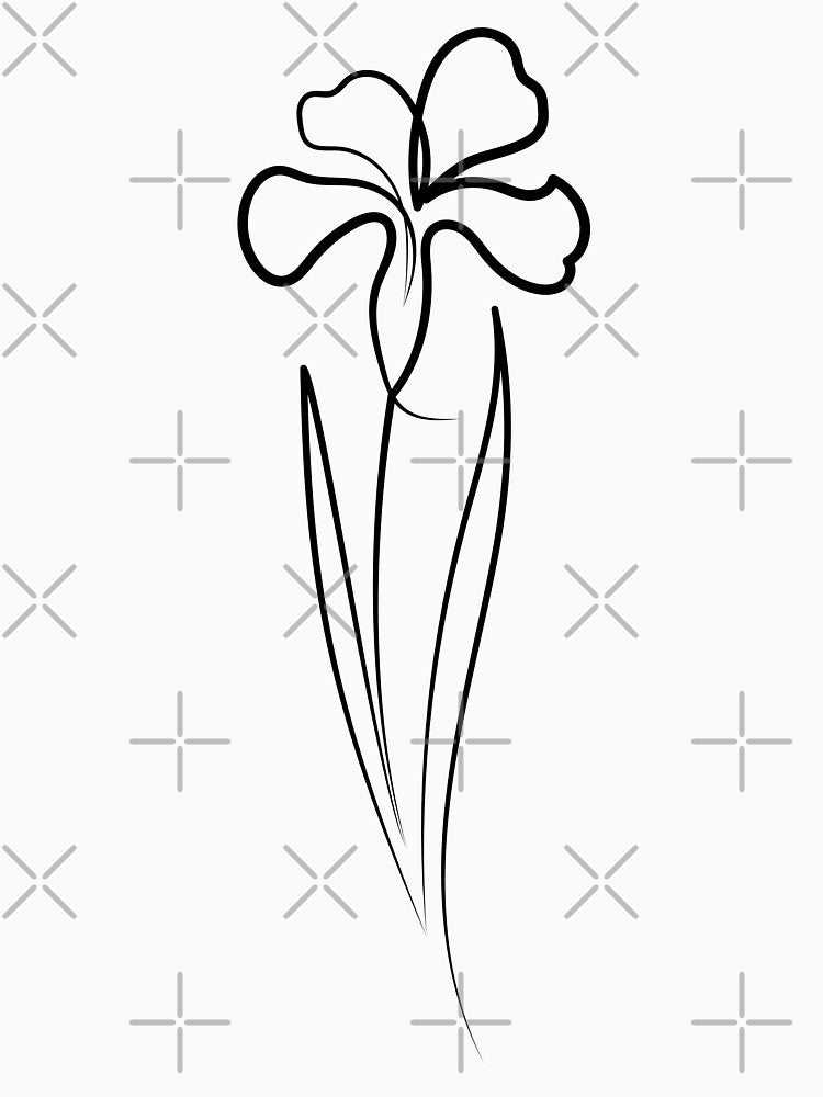 Iris Flower Minimal art | One Line Drawing | One Line Art by One-Line-Artist
