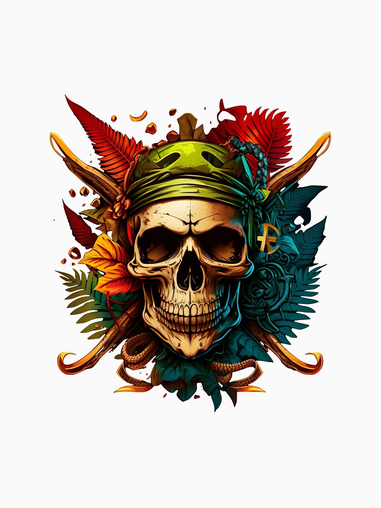 Skull with bones behind pirate logo style bright, colorful by VAXANA