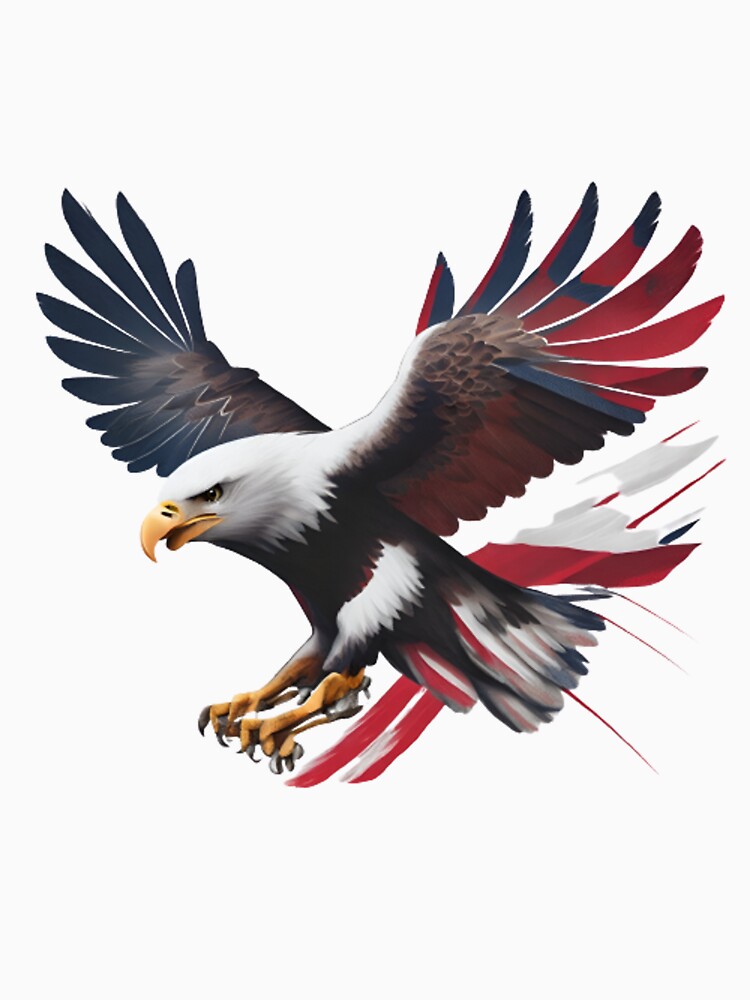 Wings of Freedom: A Bald Eagle Soaring with US Flag Colors on Independence Day by meesin-shop
