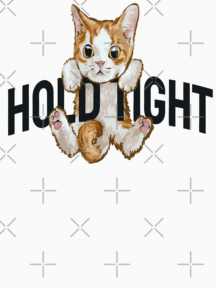 Little Kitten Hanging Hold Tight Slogan Illustration by Peekonet