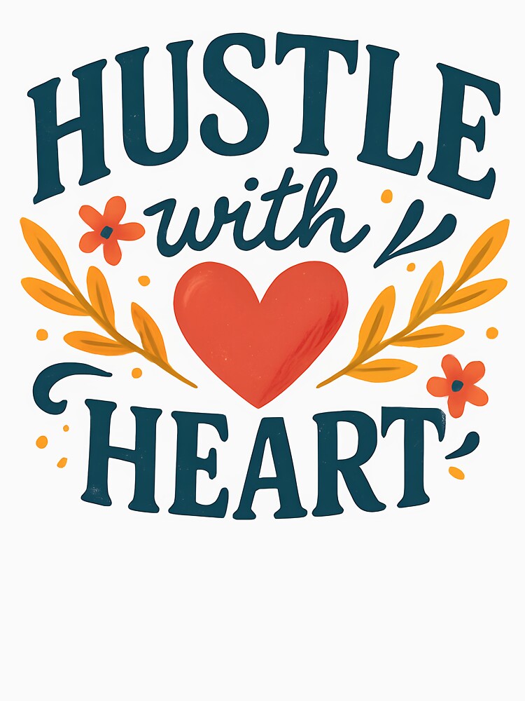 Hustle with Heart Inspirational Quote Design. by The-T-In-Retro