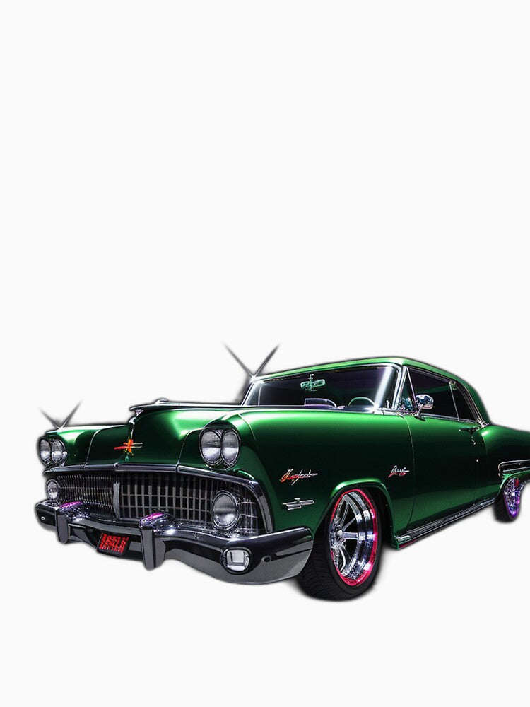 Classic American Lowrider Car T-Shirt – Metallic Green Vintage Car Design by IosArt