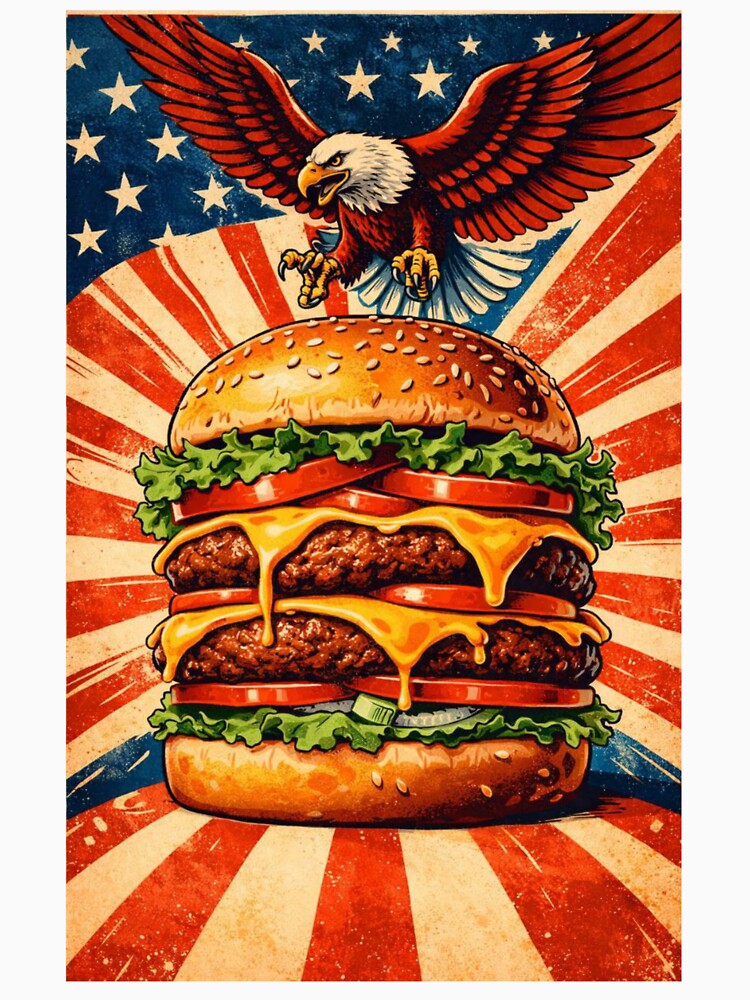 American Burger Poster – Retro USA Food Illustration by RØNI AI
