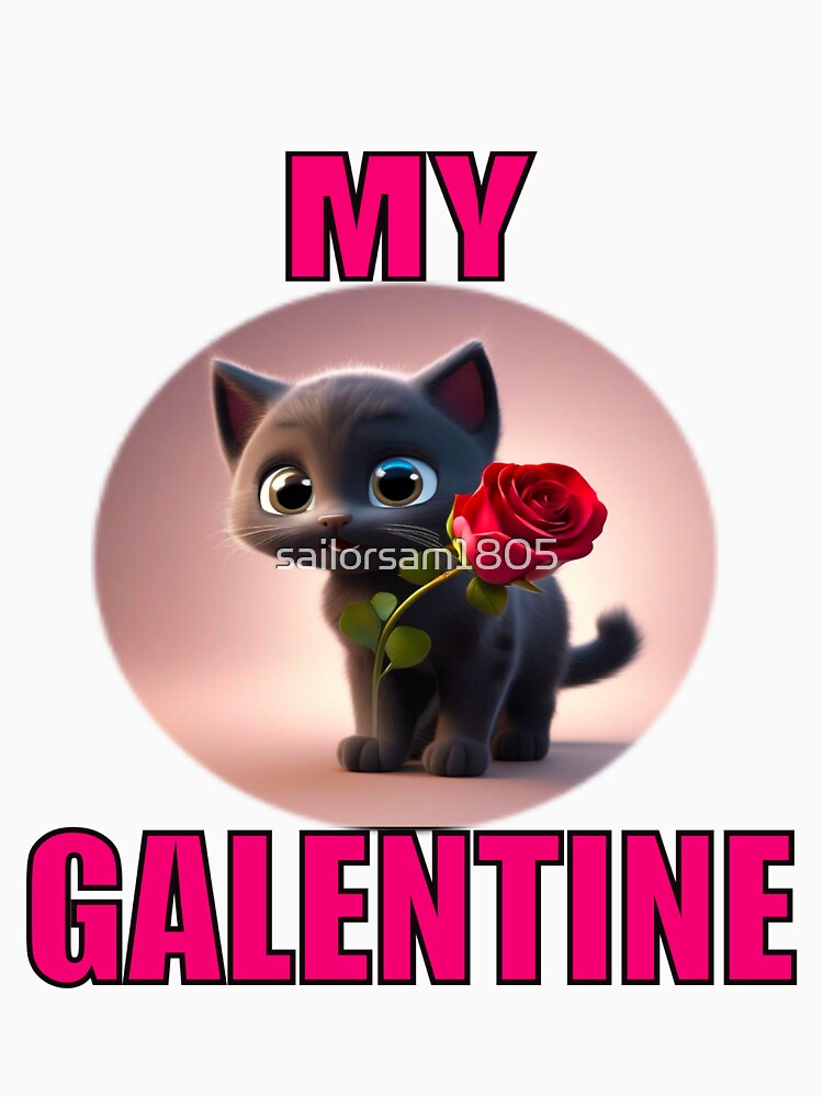 Soft black Super Cute kitten on Galentines day and Galentines party, gift idea for Galentines day by sailorsam1805