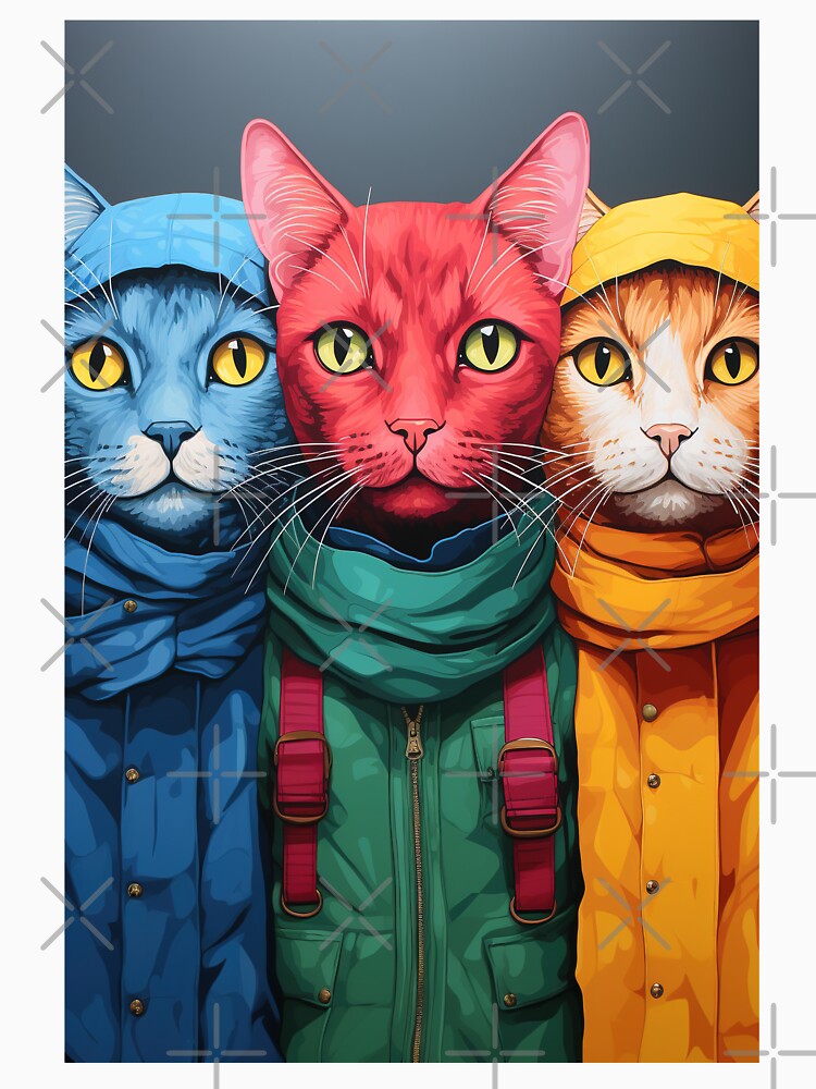 3 Cats Wearing Coats Illustration - Street Style by SuperSeries