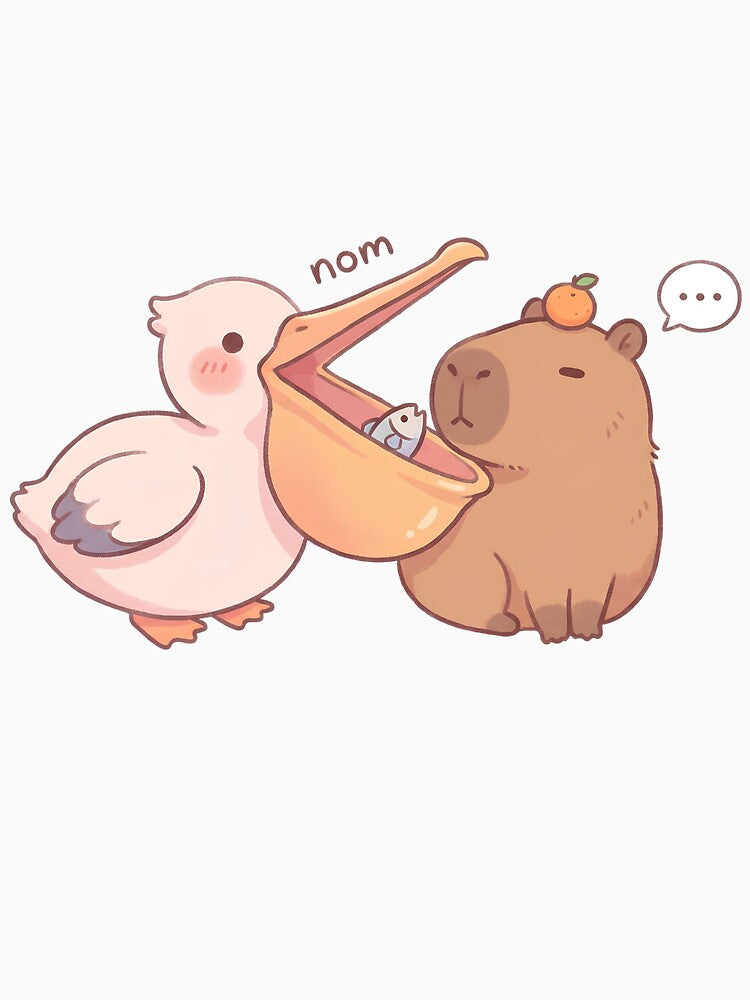 Capybara and pelican by Kimicute