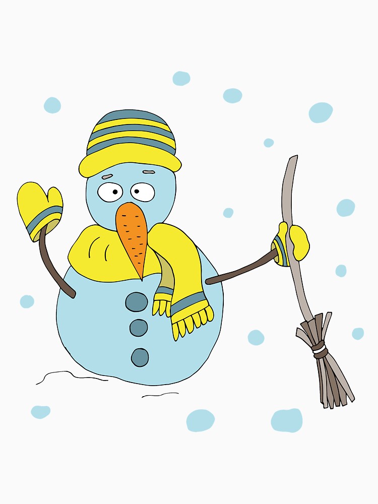 Snowman with a broom in his hands. by Olga81creative