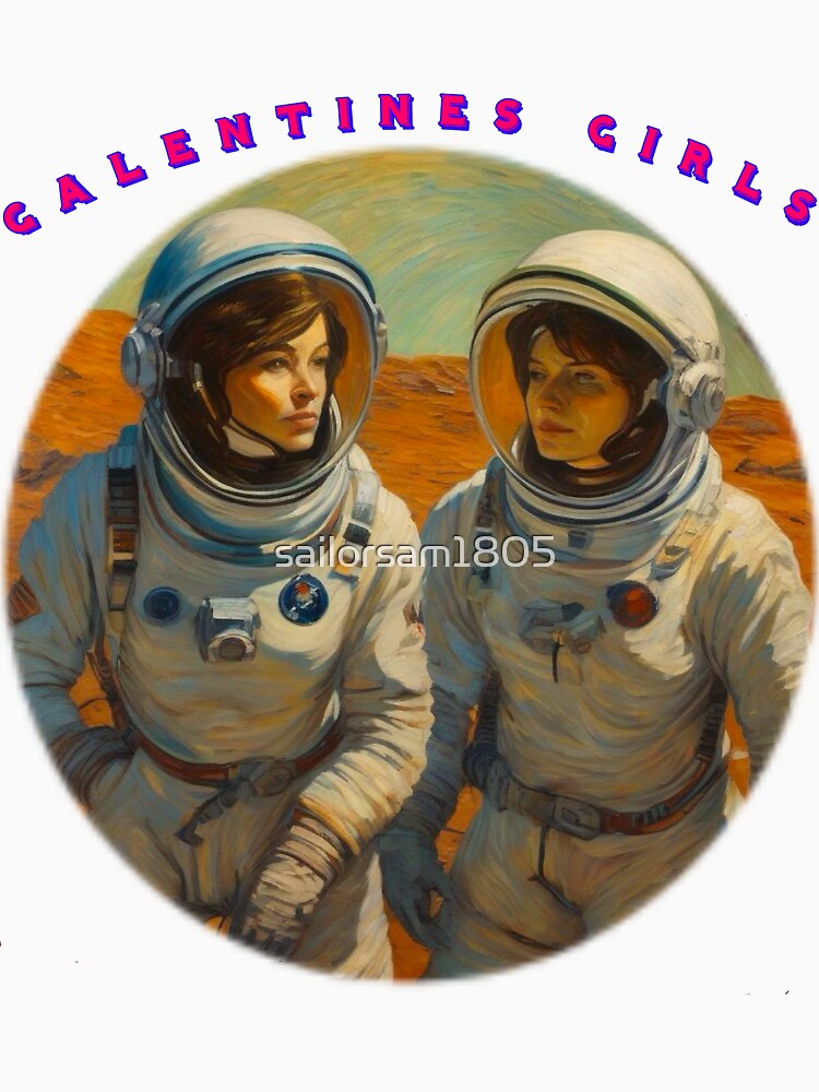 2 Super Cool Spacewomen galentines girls thinking of galentines day gifts and exchanging galentines days wishes by sailorsam1805
