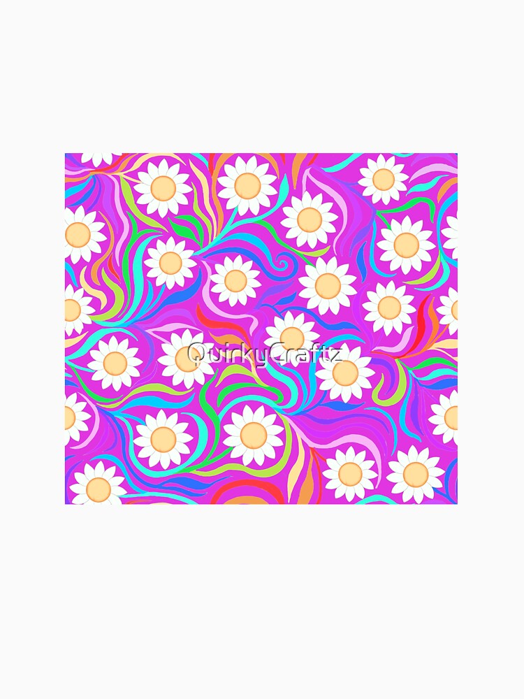 Rainbow daisies on pink by QuirkyCraftz