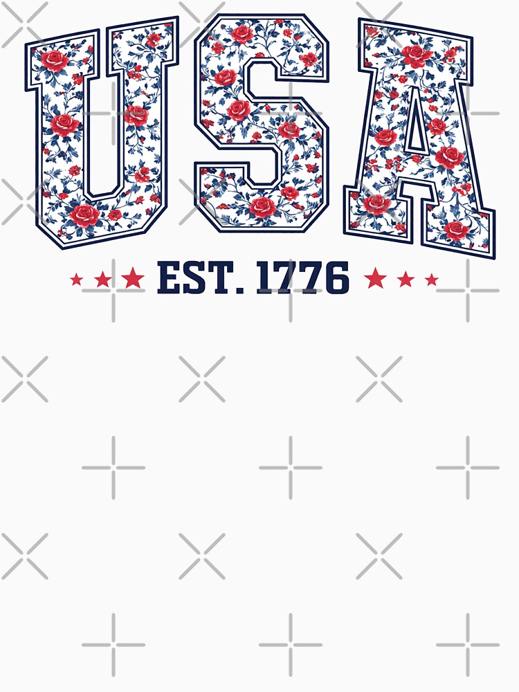 Vintage Floral USA, Retro America, 4th Of July, America Coquette, Patriotic by NicowrmSArt