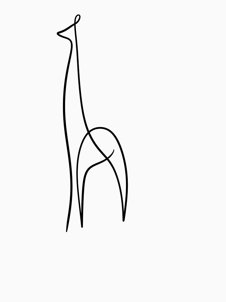 Minimalist Giraffe One Line Art - Modern Continuous Line Drawing by LYAN-STORE