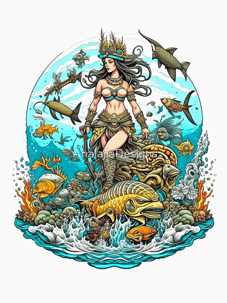 Ocean Empress among the sea creatures, fish sharks and dolphins by AnalajiaDesigns