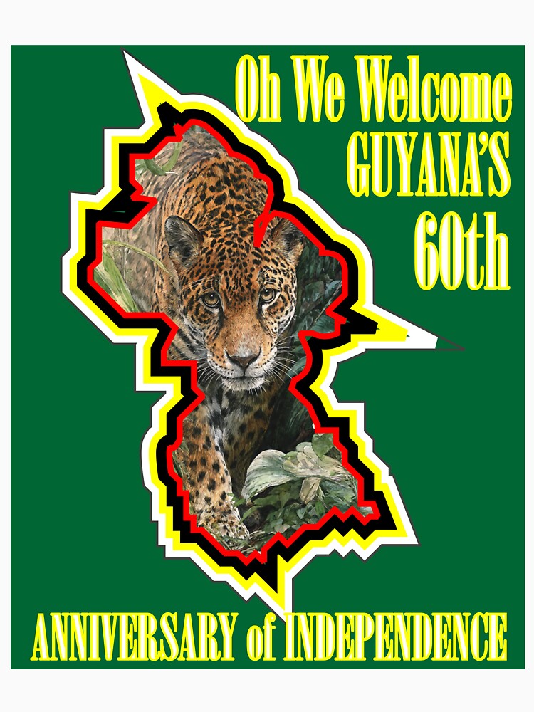 Guyana Sixtieth Independence Anniversary Jaguar T-shirt by ERBArtventure