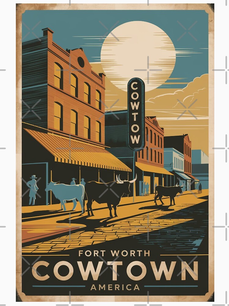 Cowtown Vintage Travel Poster by TravelerRat