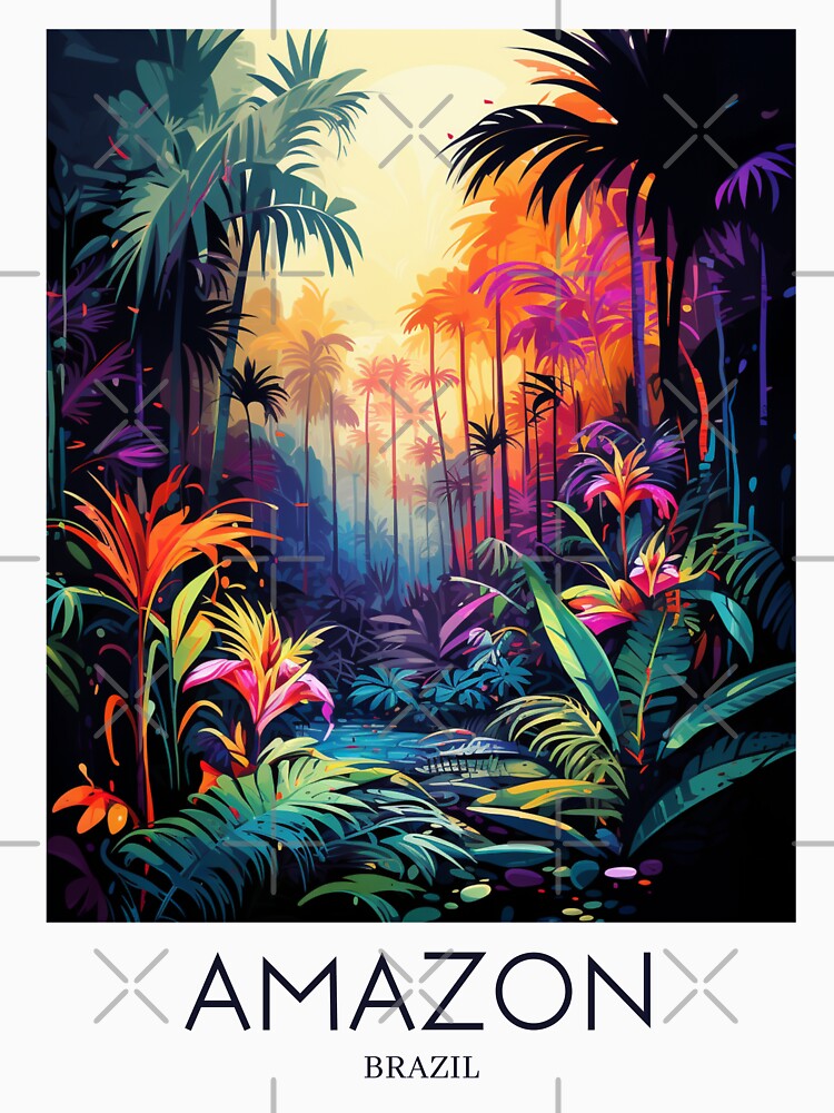 A Pop Art Travel Print of the Amazon Rainforest - Brazil by StudioRedKoala