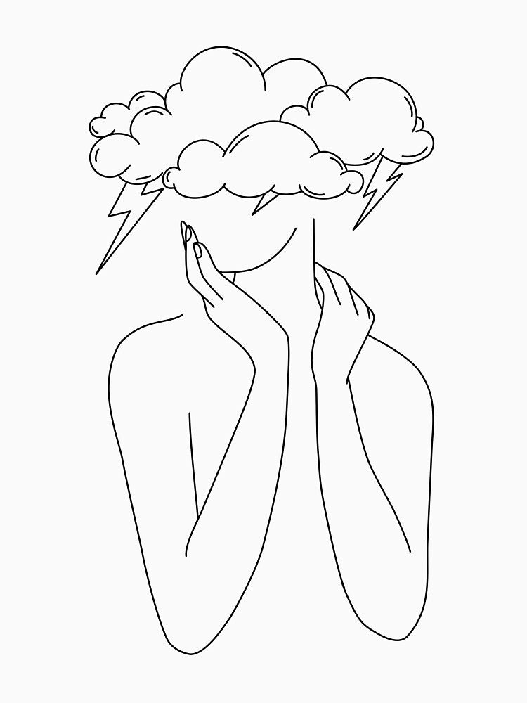 Woman Storm Line Art by Tinteria