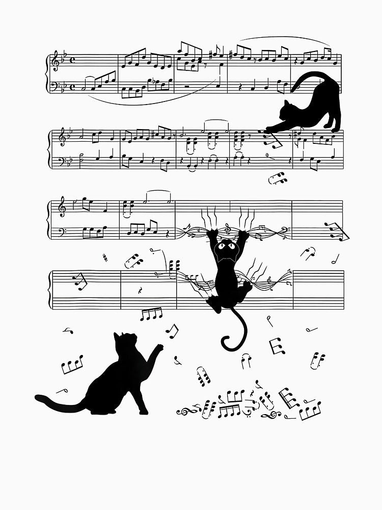Cute Cats Playing With Sheet Music Teacher Music Society by Boutkimaewab