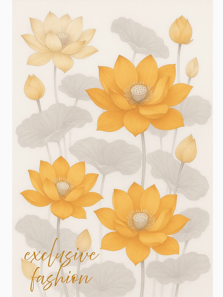 Exclusive Fashion Golden Lotus – Elegant Yellow Floral Artwork by Karszul