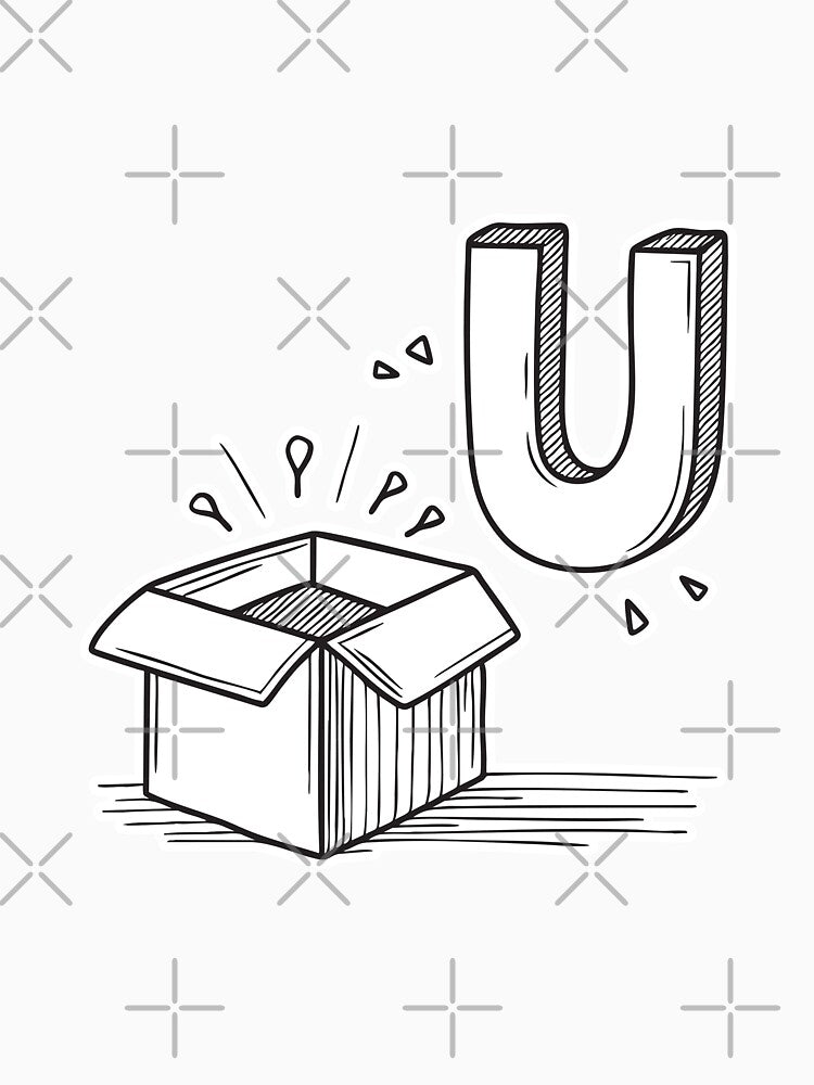 Letter U Beside Open Package by rasagamastore