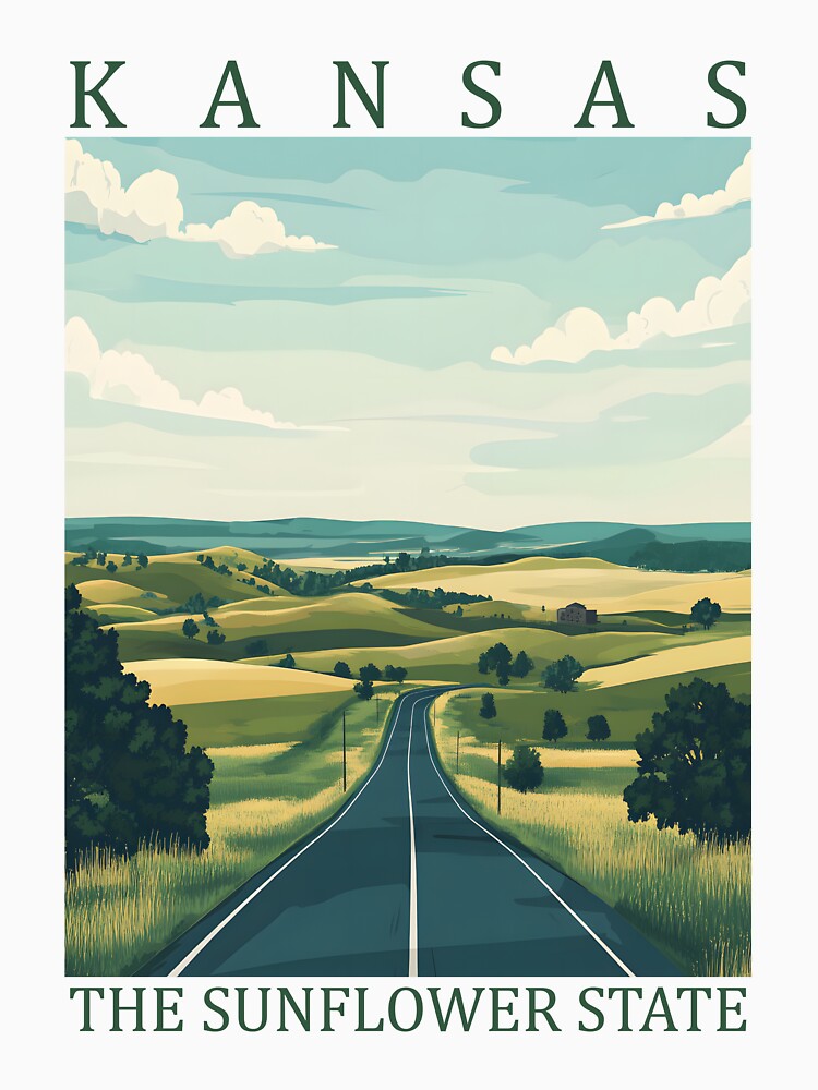 16 Kansas Travel Poster by Lucy Goosy Art