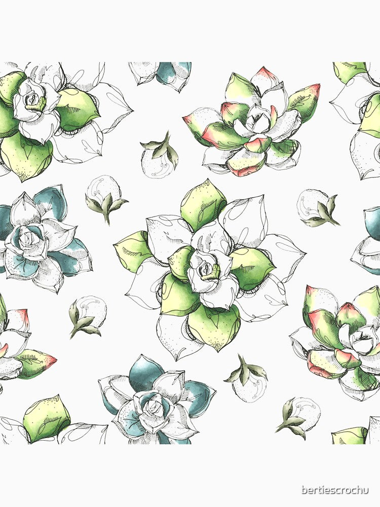 succulent hand drawn pattern by bertiescrochu