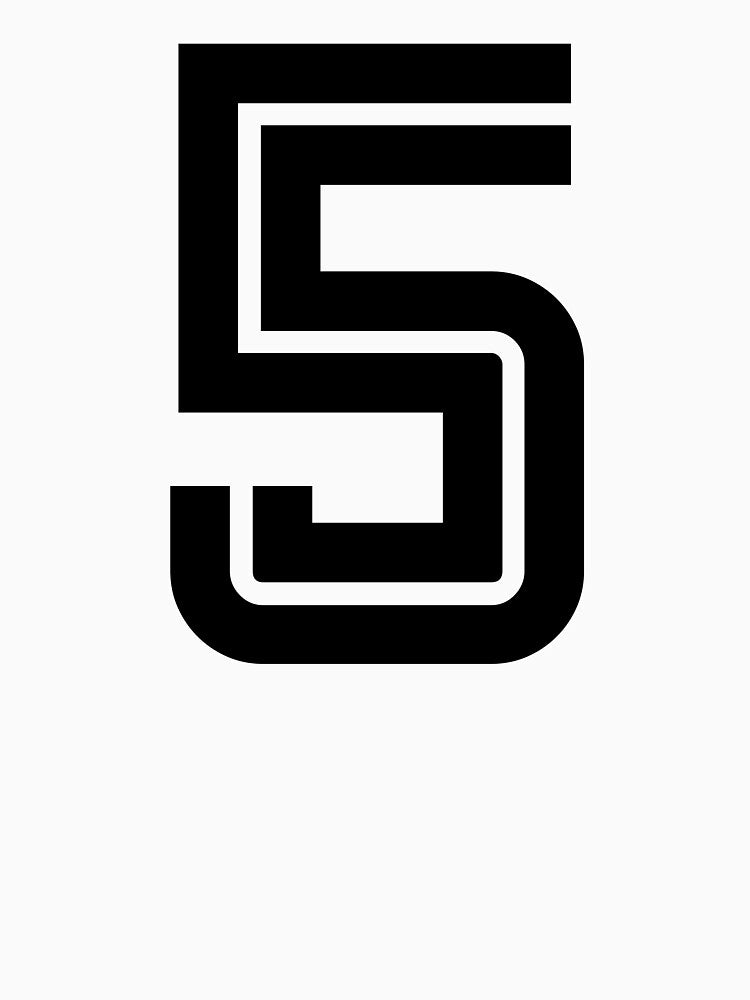 No. 5 / Player Number Five / Football Player Number 5 (Black) by STUDIO-72