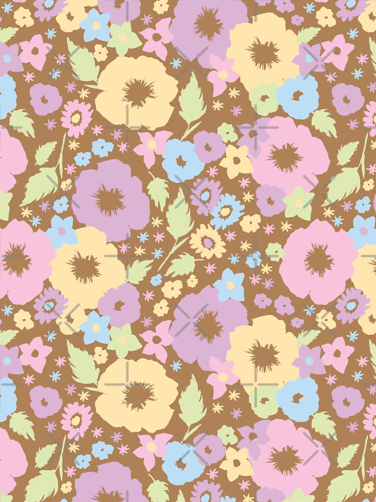 BROWN PASTEL BOHO MODERN FLOWERS by blomastudios