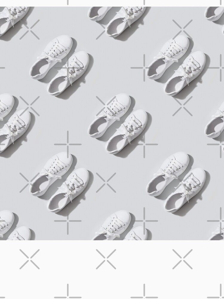 Seamless Pattern White Female New Gumshoes Grey Background Casual Outfit by Peekonet