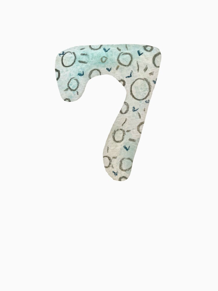 Number seven textured blue a watercolor sketch by Yana Mustafina | Boho Soulful Designs
