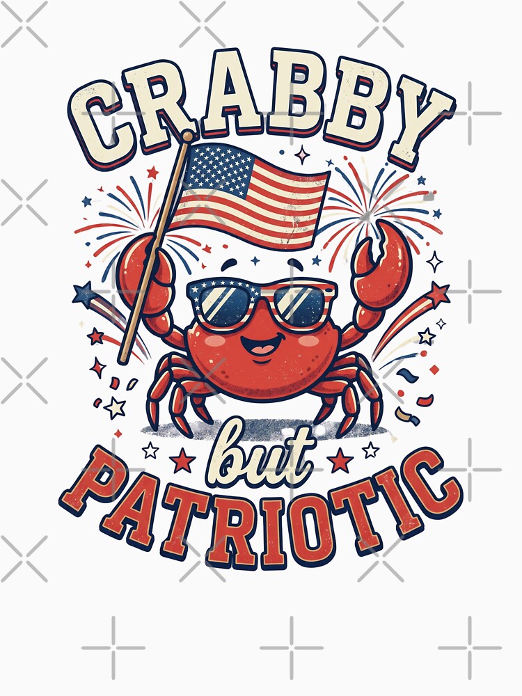 Crabby But Patriotic USA Crab 4th of July by dudelinart