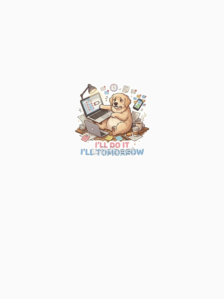 TITLE: Overworked Freelance Dog at Night – Stressful Deadline Office Sticker by wildbest