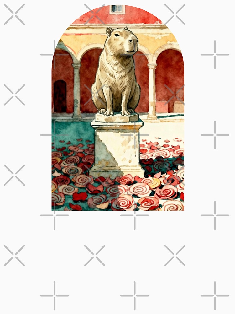 Regal Capybara Statue Ancient Rome Watercolor Art by FIREDesignsPOD