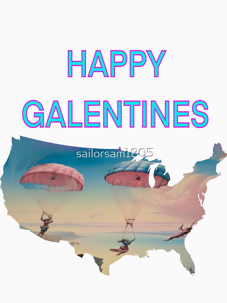 The very, very cute Parachuting Happy Galentines card, perfect gift idea for Galentines day by sailorsam1805