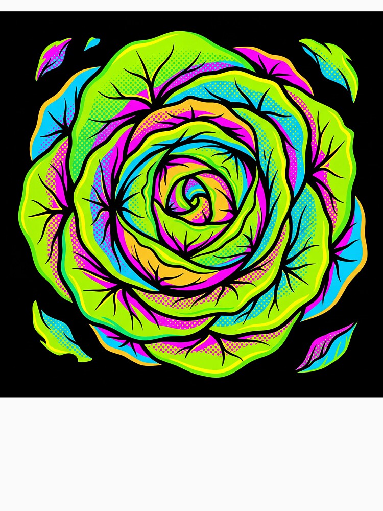 Neon Pop Art Cabbage Spiral - High Contrast Veggie Aesthetic by KuroAtelier