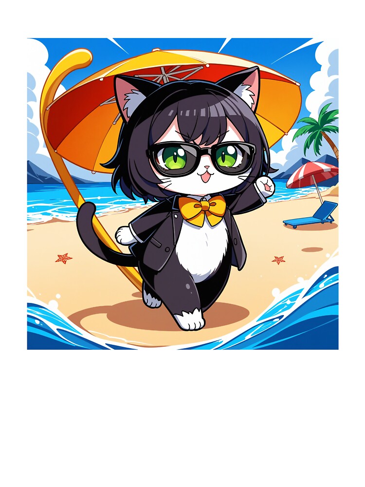 Milky The Cat - Summer Edition, Cute Anime Cat by WhisKerinK
