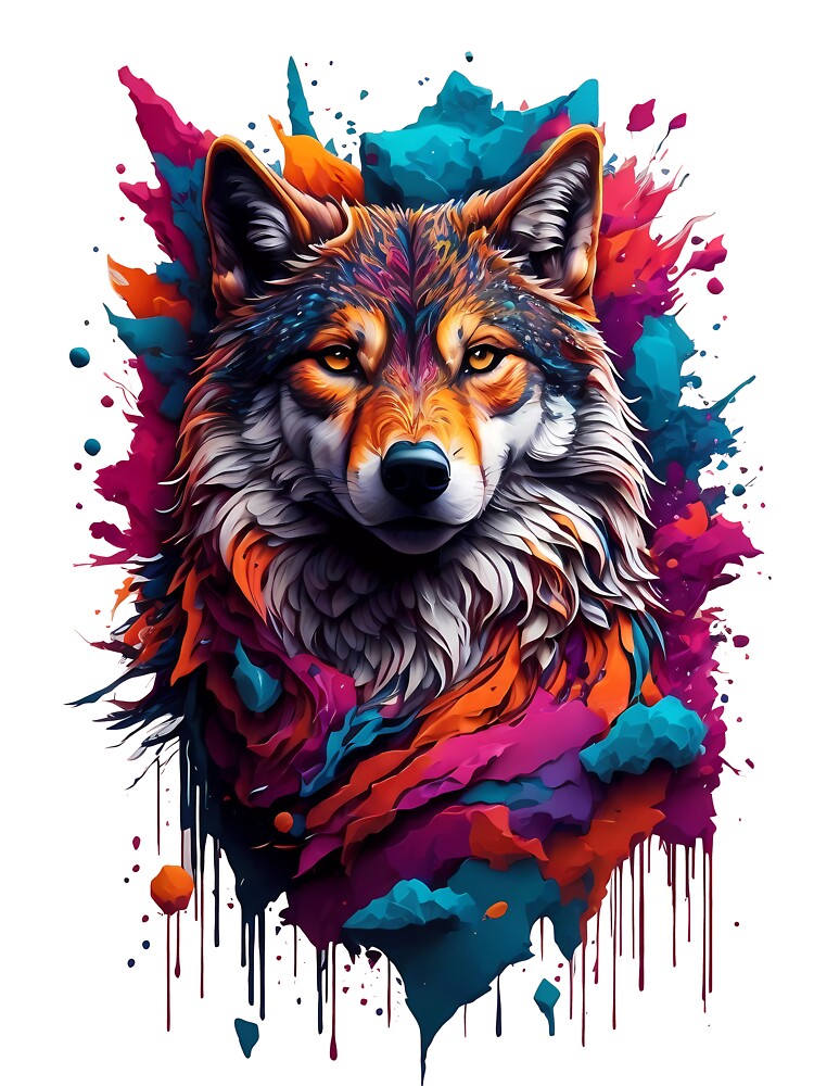 Colorful Wolf Face by Win Hardy