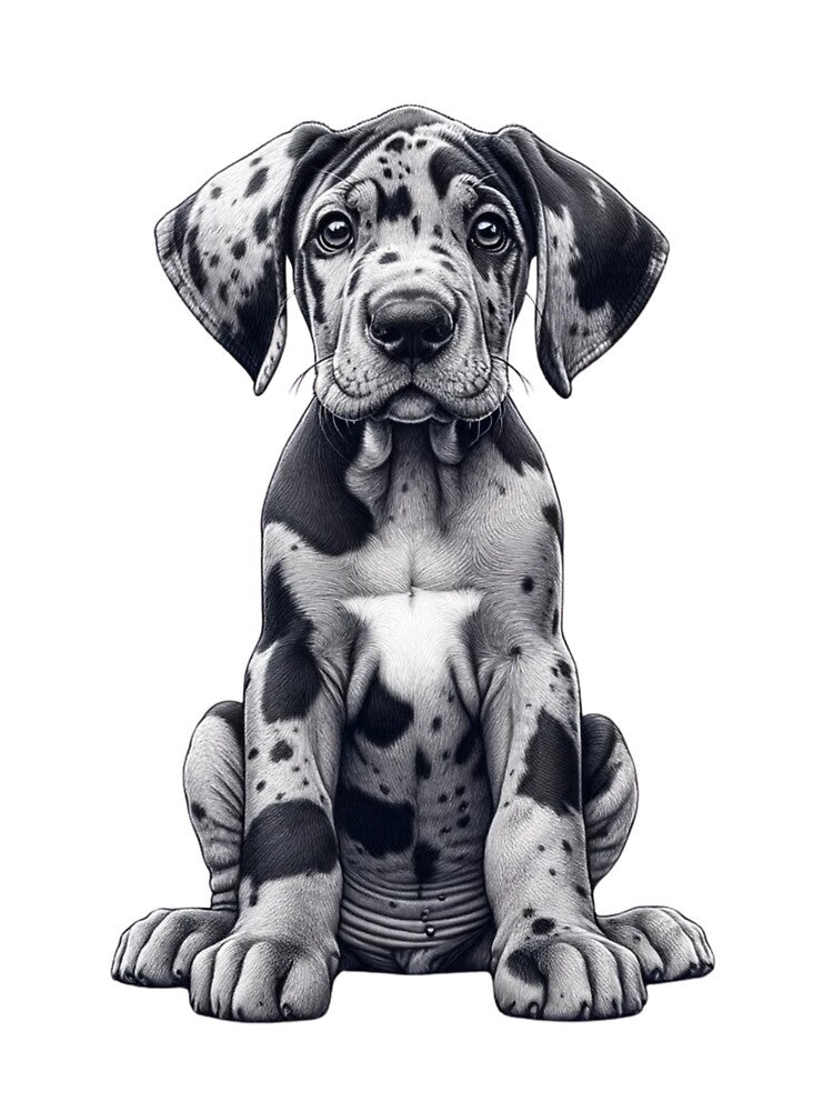 Great Dane Puppy Dog Merle Drawing by CharmStudio