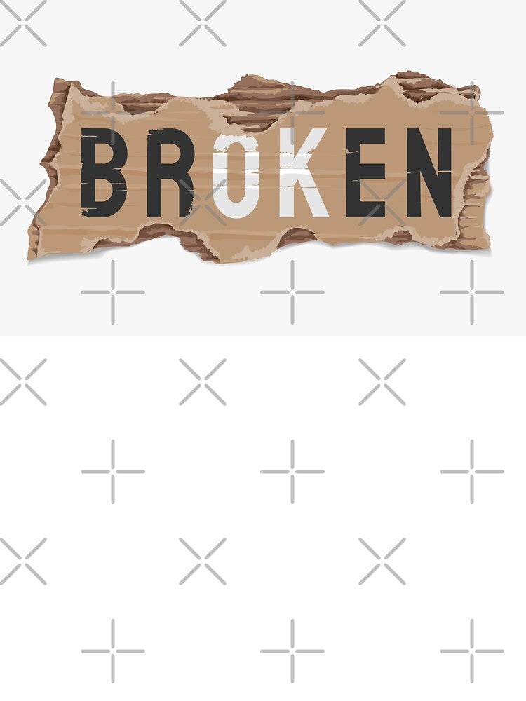 Broken OK Slogan Piece Ripped Cardboard Illustration by Peekonet
