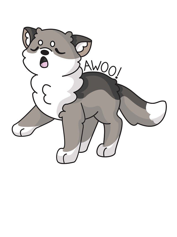 Kawaii Wolf Howling Awoo by EmHurst10