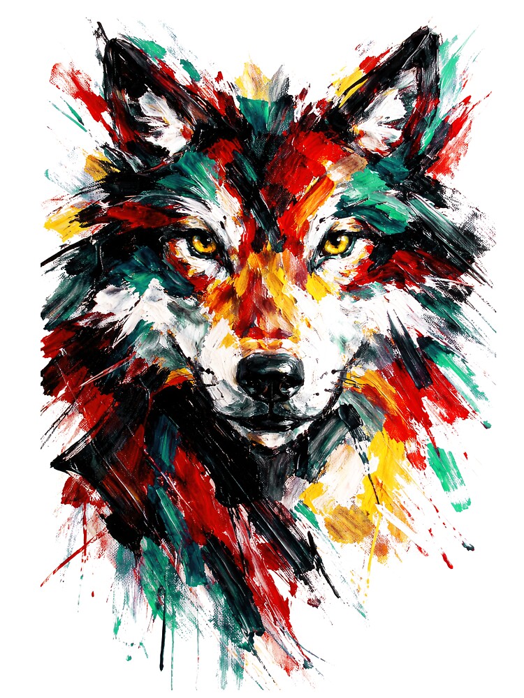Vibrant Impasto Wolf by caracatita75