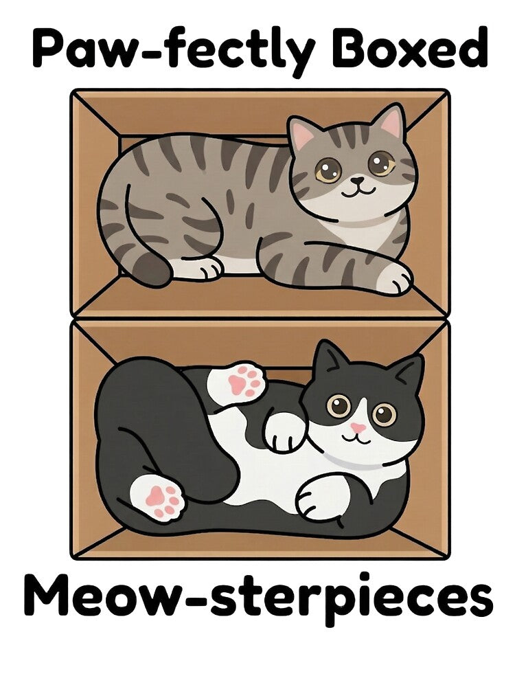 Paw-fectly Boxed – Cute Cats in Boxes Funny Design by aiqdelicia