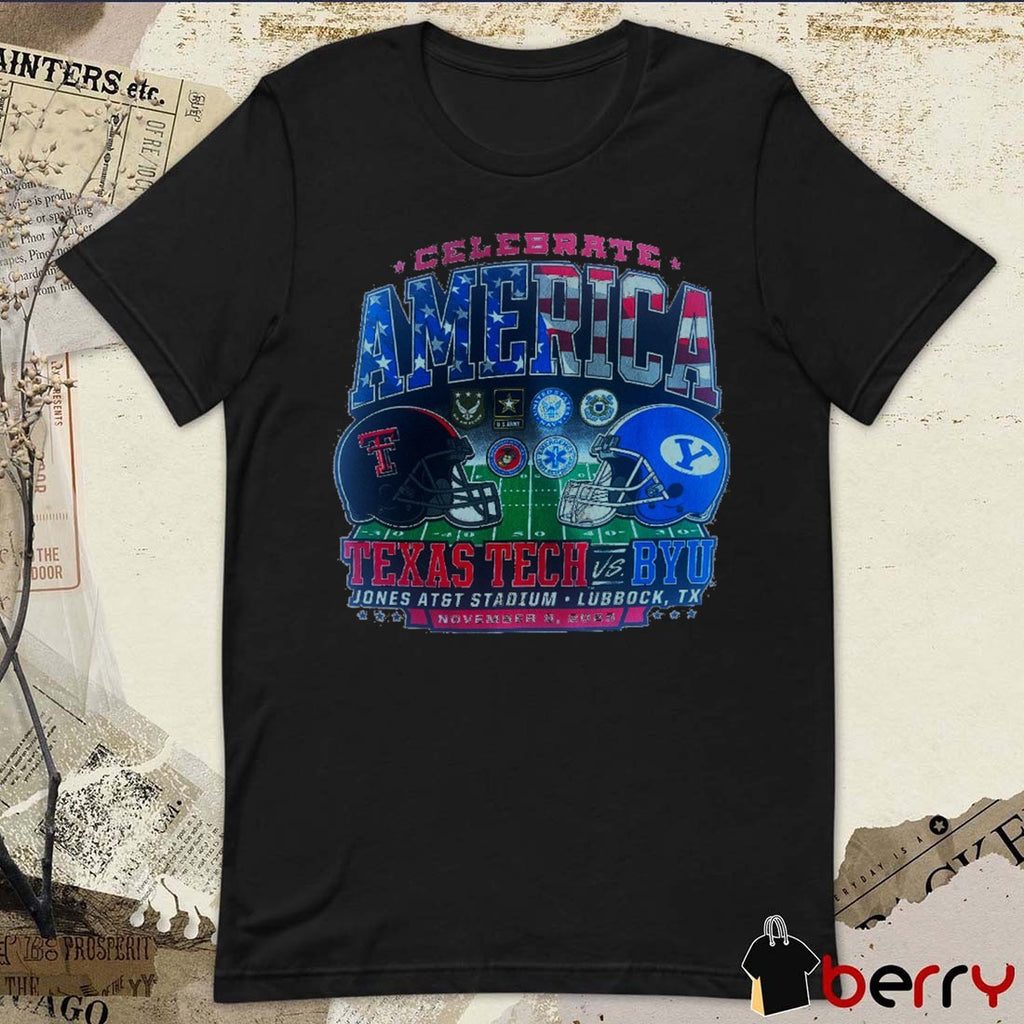 Texas Tech Red Raiders Vs Byu Cougars ESPN Celebrate America November 8 2025 Dueling Helmets t-shirt